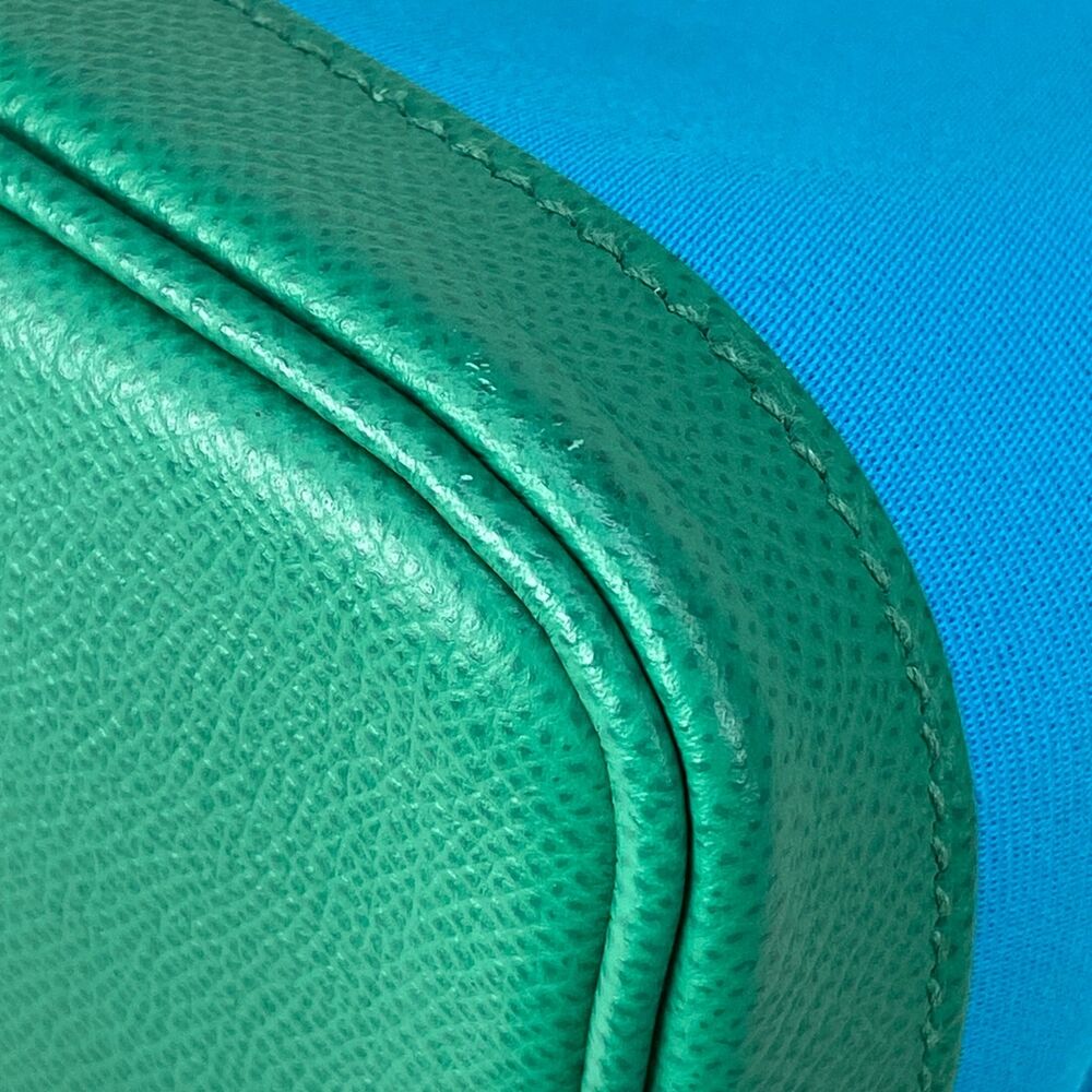 Hermès Garden Party PM Tote Bag blue aztec Vert Jade Toile Officier Veau Epsom - Picture 6 of 16